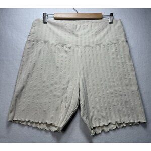 Offline by Aerie Hi Rise OG Ribbed Bike Shorts XXL Cream Lettuce Hem 7" Inseam